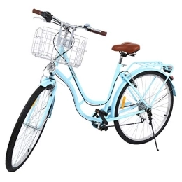 MuGuang Fahrräder MuGuang 28 Zoll 7-Gang, Komfort Fahrrad mit Korb und Rückenträger, Hollandrad, Damenfahrrad, Citybike, Cityrad, Retro, Vintage (Blau)
