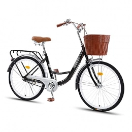 NAINAIWANG Fahrräder NAINAIWANG Cycling Damenfahrrad Cityrad 24'' / 26'' City Stadt Fahrrad Rahmen aus hohem Kohlenstoffstahl Einzelne Geschwindigkeit Zange bremst Damen Rad Retro Bike Gepäckträger