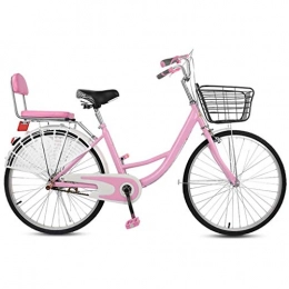 NIUYU Fahrräder NIUYU Damen Fahrrad, Single Speed Retro Ultraleicht Fahrrad City Commuter Citybike für Schüler Urban Cityrad-Rosa-24Zoll