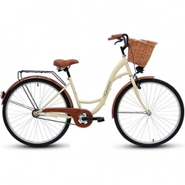 Polbaby City Polbaby Goetze Eco Cream 28 Zoll Fahrrad Citybike Stadtrad Retro Braun - Weidenkorb