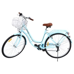 Ridgeyard Fahrräder Ridgeyard 28 Zoll Vintage Citybike Hollandrad Damenfahrrad Stahl Gestell Tiefeinsteiger 28 Zoll Alu Räder mit Rücktrittbremse, 7 Gang ohne Schaltwerk, Korb Inklusiv!