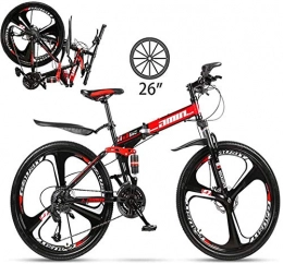 BUK Cross Trail und Trekking BUK Herren Fahrrad 26 Zoll vollgefedertes Trekkingrad Cross-Trekkingrad für Erwachsene 21 / 24 / 27 Speed ​​Grip Faltrad-27Geschwindigkeit_rot