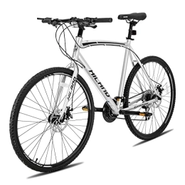 ROCKSHARK Cross Trail und Trekking Hiland Rennrad 700c Trekkingrad Herren 28 Zoll Aluminiumrahmen mit Shimano 24 Gang-Schaltung Scheibenbremse 57cm Silber Racing Bike City Pendlerfahrrad für Damen und Herren