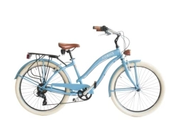 AIRBICI Fahrräder Airbici Fahrrad Beachcruiser Damen 26" Blau | City-Bike | BeachCruiser Bike 26 Zoll 6-Gang, Aluminiumrahmen, Schutzbleche, LED-Licht und Gepäckträger (Blau)