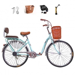 Ti-Fa Cruiser Ti-Fa 24"Damen Fahrrad Leichtes Single Speed Damenrad Blau Blau Mit Korb, Schloss, Inflator, Montagewerkzeug