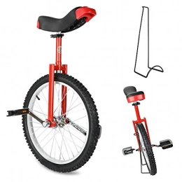 Triclicks Einräder Triclicks Einrad 20 Zoll höhenverstellbar Sattelstütze Balance Radfahren Heimtrainer Fahrrad mit Skidproof Mountain Reifen + Einradständer für Anfänger und Profis Unisex (Rot)