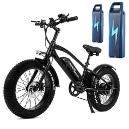 Lamtwheel Elektrofahrräder 20 Zoll Elektrofahrrad Schwarz 750W Mountainbike E-Bike Max Speed 45km / h & 120 Km Reichweite - Zwei 10Ah Batterien - LED Anzeige - Sport / Wandern / Strand / Citybike Für Herren Damen