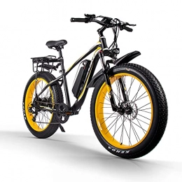 cysum Elektrofahrräder 26" Electric Bike, 1000W Brushless Motor, 48V / 17Ah Removable Lithium-Ion Battery, Electric Mountain Bike with Shimano 7-Speed and Suspension Fork (Schwarz Gelb)
