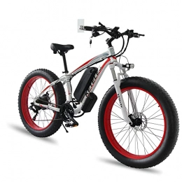 KETELES Elektrofahrräder 26 Inch Electric Bicycles E Bike, Electric Bicycle with 48 V Removable 17.5 Ah Battery, Grease Tyre Mountain / Snow E-Bike for Adults Men Women (weiß Rot)