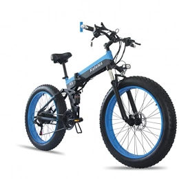 KETELES Elektrofahrräder 26 inch Folding Electric Bicycle, e-Bike, Electric Mountain Bike with 4.0 inch Fat tyre, 48 V 15 Ah Battery, 1000 W Motor, Shimano 21 Speed Gears (Blau)