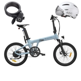 A Dece Oasis Elektrofahrräder ADO E-Bike Air 20S E-Fahrrad Faltbar, klapprad Riemenantrieb, Citybike, 1 Gang, Hintermotor, Fingerabdruck-Schloss / Helm, ebike Damen / Herren, StVZO mit Handyhalter.Blue