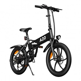 ADO Elektrofahrräder ADO Elektrofahrrad, Magnesiumlegierung, klappbar, 20 Zoll (60 cm), höhenverstellbar, tragbar, abnehmbarer Lithium-Akku, 250 W, 10, 4 Ah, 36 V, Doppelscheibenbremsen vorne und hinten E-Bike