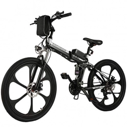 Ancheer Fahrräder ANCHEER 26 Zoll E-Bike Mountainbike 250W Motor 36V 8AH Lithium Akku 21-Gang, Faltbares Elektrofahrrad Klapprad Pedelec mit 6-Speichen-Rad Vollfederung (Schwarz)