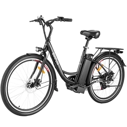 BIKFUN Fahrräder BIKFUN 26'' E-Bike Damen mit 15Ah Akku Reichweite 70km | Elektrofahrrad mit 250W Motor bis 25 km / h | Shimano 7 Gänge Pedelec Citybike für Damen und Herren E Bike (Schwarz)