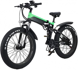 CCLLA Elektrofahrräder CCLLA Zusammenklappbares elektrisches Mountain City-Fahrrad, LED-Anzeige Elektrofahrrad Pendler Ebike 500W 48V 10Ah Motor, 120 kg maximale Last, tragbar Einfach zu verstauen (Farbe: Grün)