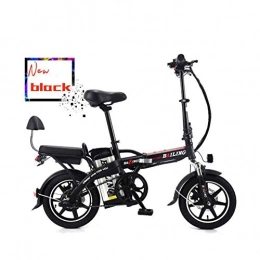 CJCJ-LOVE Elektrofahrräder CJCJ-LOVE 14 Zoll Folding Electric Bike, 48V / 12A / 350W Endurance 40-50 Km Lithium-Batterie E-Bike Tandem Fahrräder Zwei Sitze, Schwarz