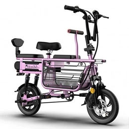 CYC Elektrofahrräder CYC 12 Zoll Elektro Fahrrad Faltbares Elektrofahrrad Aufbewahrungskorb mit Großer Kapazität Kohlenstoffreicher Stahl 48v 8-25ah Lithium-akku 350w Motor 3 Modi Kann 200 Kg Tragen City-e-Bike, Rosa, 15AH