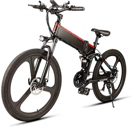 HCMNME Fahrräder E-Bike Mountainbike Electric Snow Bike, 26 im Elektrofahrrad für Erwachsene 350W Falten Mountain E-Bike mit 48V10Ah Abnehmbare Lithium-Ionen-Batterie, Aluminiumlegierung Doppel-Suspension Fahrrad Höch