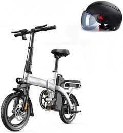 RDJM Elektrofahrräder Ebike e-Bike, 14" 350W Foldaway, City Electric Bike Assisted elektrisches Fahrrad Sport-Gebirgsfahrrad mit 48V Abnehmbare Lithium-Batterie, Aluminium Rahmen (Color : White, Size : 60KM)