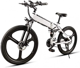 RDJM Elektrofahrräder Ebike e-bike, 26-Zoll-21-Speed-Elektro-Schnee-Fahrrad 350W Folding Mountain elektrisches Fahrrad mit 48V10AH austauschbaren Lithium-Ionen-Akku, Aluminiumlegierung Doppel Suspension Bike, Höchstgeschwi