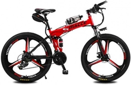 RDJM Elektrofahrräder Ebike e-Bike, Elektro-Fahrrad-Lithium-Batterie Folding Mountain Bike Adult einzelnes Rad Wasserflasche beweglich und bequem Macht, Rot, Ausdauer 20km6.8A