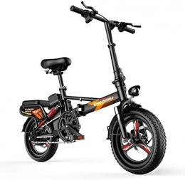 WJSWD Elektrofahrräder Electric Snow Bike, 14 "Electric Bike Folding E-Bike, 400W Aluminium-Elektrofahrrad, tragbares Faltrad mit elektronischer Anzeigebildschirm, für Erwachsene und Teenager Lithium Battery Beach Cruiser f