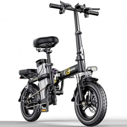 ZBB Elektrofahrräder Elektrische Fahrräder 14 Zoll Tragbarer zusammenklappbarer schwanzloser Hochgeschwindigkeitsmotor DREI Fahrmodi mit abnehmbarem LED-Frontlicht mit 48-V-Lithium-Ionen-Akku, Black, 35to45KM