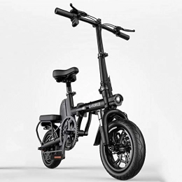 ZBB Elektrofahrräder Elektrisches Fahrrad 12 Zoll Faltbares elektrisches Mountainbike fr Erwachsene mit 48 V Lithium-Ionen-Akku E-Bike 400 W Leistungsstarker Motor Maximale Geschwindigkeit 25 km / h, Black, 40to60KM