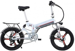 Fangfang Fahrräder Elektrisches Mountainbike, 20" 350W Klapp / Carbon-Stahl Material City Electric Bike Assisted Elektro-Fahrrad Sport-Gebirgsfahrrad mit 48V Abnehmbare Lithium-Batterie, Fahrrad (Color : White)