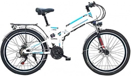Fangfang Elektrofahrräder Elektrofahrrad, 26 '' Folding Electric Mountain Bike, E-Bike mit 36V / 10Ah Lithium-Ionen-Akku, 300W Motor Premium Full-Suspension und 21-Gang Getriebe, Fahrrad (Color : White)