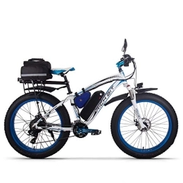 RICH BIT Fahrräder Elektrofahrrad Ebike Mountainbike, 26"Fat Tire Elektrofahrrad mit 48V 17Ah / Lithium Batterie und Shimano 21-Gang (Blau Plus)