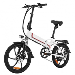 LWL Fahrräder elektrofahrrad Elektrisches Fahrrad faltbar for Erwachsene Leicht elektrische 350w Folding Mountainbike 20 Zoll E-Bike Doppelscheibenbremse Elektrische Fahrrad (Farbe : White)