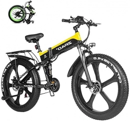 HCMNME Fahrräder Elektrofahrrad Mountainbike Elektrische Fahrrad 26 Zoll Falten Fettreifen Schnee Bike 12.8ah Li-Batterie Strand Cruiser Mountain E-Bike Lithium Batterie Strand Cruiser für Erwachsene (Farbe: Grün) Ele