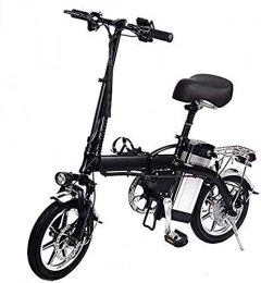HCMNME Elektrofahrräder Elektrofahrrad Mountainbike Schnelle elektrische Fahrräder für Erwachsene 14 "Faltendes elektrisches Fahrrad mit 48V 10Ah-Lithium-Batterie 350W Hochgeschwindigkeitsmotor für Erwachsene-BLACK Lithium B