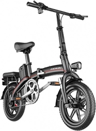 HCMNME Elektrofahrräder Elektrofahrrad Mountainbike Schnelle elektrische Fahrräder für Erwachsene tragbar, leicht zu lagern, 14 "Elektrisches Fahrrad / Pendel Ebike mit Frequenzumwandlung Hochgeschwindigkeitsmotor, 48 V 8AH-