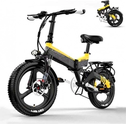RDJM Elektrofahrräder Elektrofahrräder 400W elektrisches Fahrrad, Magnesium-Legierung Ebikes Fahrräder All Terrain 10.4Ah / 12.8Ah austauschbare Lithium-Ionen-Batterie Fahrrad Ebike ( Color : Black yellow , Size : 12.8AH )
