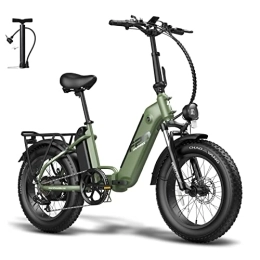 Fafrees Elektrofahrräder Fafrees FF20 Polar, E Bike Elektrofahrrad 20"*4.0 Fat Tire E-Fahrrad klapprad, Fatbike Doppelbatterie 10.4Ah*2, Max.Reichweite bis zu 95-160km, Shimano 7S Mountain ebike Herren Damen, Grün