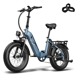 Fafrees Elektrofahrräder Fafrees FF20 Polar, Elektrofahrrad e-Bike klappbar 20"*4.0 Fat Tire, ebike Herren Doppelbatterie 10.4Ah*2, E-Fahrrad Damen, Max.Reichweite bis zu 95-160km, Shimano 7S MTB, Blau