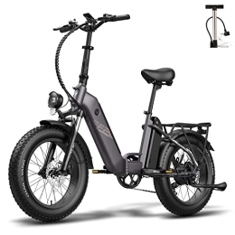 Fafrees Elektrofahrräder Fafrees FF20 Polar, Elektrofahrrad e-Bike klappbar 20"*4.0 Fat Tire, Fatbike Doppelbatterie 10.4Ah*2, E-Fahrrad Damen Citybike Herren, Max.Reichweite bis zu 95-160km, Shimano 7S MTB, Schwarz