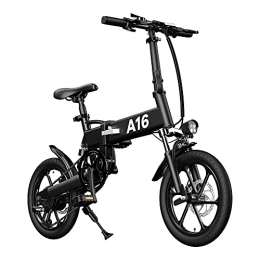 ADO Elektrofahrräder Faltbares Elektrofahrrad, ADO A16, Zoll 16 & 1, 95 Zoll, mit Motor 350 W, abnehmbarer Akku 36 V / 7, 8 Ah, Shimano 7 Gänge, Spitzengeschwindigkeit 35 km / h (Schwarz, 16 x 1, 95 Zoll)