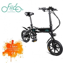 Fiido Elektrofahrräder FIIDO D1 14 Zoll Elektrofahrrad Fatbike E-Bike Pedelec, 36V 250W Faltbares E-Bike für Erwachsene mit Lithium-Akku(7.8 / 10.4Ah) City Elektrofahrrad E-Bike Mit 25 km / h (D1-schwarz-7.8)