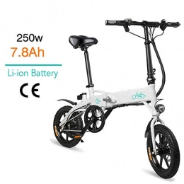 Fiido Elektrofahrräder FIIDO D1 14 Zoll Elektrofahrrad Fatbike E-Bike Pedelec, 36V 250W Faltbares E-Bike für Erwachsene mit Lithium-Akku(7.8 / 10.4Ah) City Elektrofahrrad E-Bike Mit 25 km / h (D1-weiß-7.8)