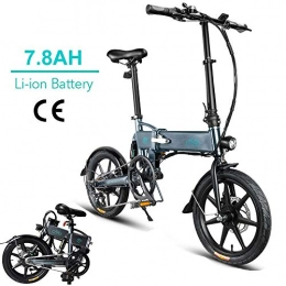 Fiido Elektrofahrräder FIIDO D2 Faltbares elektrisches Fahrrad-Aluminium 16 Zoll-elektrisches Fahrrad für Erwachsen-E-Fahrrad mit eingebauter Lithium-Batterie 36V 7.8AH, bürstenlosem Motor 250W (Dunkelgrau)