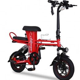 FJW Elektrofahrräder FJW Unisex Elektrisches Fahrrad, 12 Zoll Hybrid Faltbares E-Bike 48 V 20 Ah mit Scheibenbremsen und Federgabel (herausnehmbare Lithiumbatterie), Red, 20A