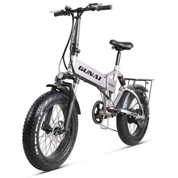 GUNAI Elektrofahrräder GUNAI 500W Elektrofahrräder 20 Zoll Faltbare Mountain Snow E-Bike Rennrad mit Scheibenbremsen 7 Geschwindigkeit (Silber)