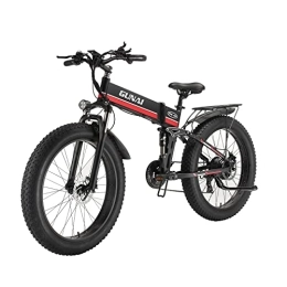 GUNAI Elektrofahrräder GUNAI Electric Bike 26 Zoll Faltbarer Fetter Reifen Snowbike 21-Gang-Mountainbike mit Rücksitz （Rot）