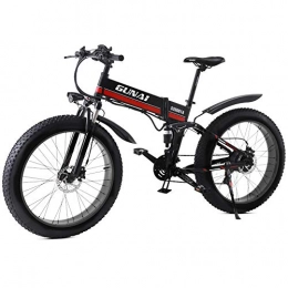 GUNAI Elektrofahrräder GUNAI Elektrisches Mountainbike 1000W 48V 26 Zoll Fett Reifen Elektro Fahrrad Shimano 21 Geschwindigkeiten mit Lithium Batterie und Hydraulische Scheibenbremsen