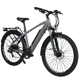 Hyuhome Elektrofahrräder Hyuhome E-Bikes für Erwachsene Herren Damen, 27.5" E-MTB Fahrräder volles Gelände 36V 12.5Ah Mountain-Bikes, BAFANG Motor Shimano 7-Gang Doppelscheibenbremsen für Outdoor Pendler (grau, 820 m)