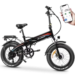 K KAISDA Elektrofahrräder K2P-PRO 20" Fat Tire E-Fahrrad klappbares E-Bike mit BAFANG Motor 70Nm 48V 15Ah Akku, EU-konform Klapprad mit App, Shimano 7 Gang-Schaltung, mit Handyhalterung Fahrrad, hat eine Glocke (Rot)