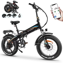 K KAISDA Elektrofahrräder K2P-PRO Fat Tire e Bike Klapprad 20 Zoll mit BAFANG Motor 70Nm 48V 15Ah Akku (Ladegerät 3A lädt 5-6 Stunden) Elektrische MTB Elektrofahrrad für Erwachsene mit App, Shimano 7 Gängen (Blau)